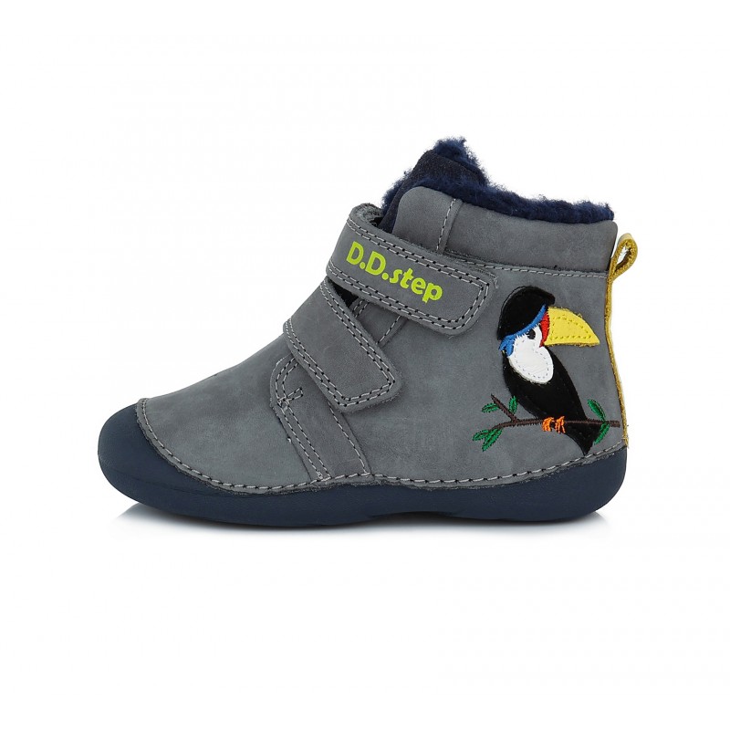 D.D. step chlapčenská detská celokožená zimná obuv W015-953A Grey